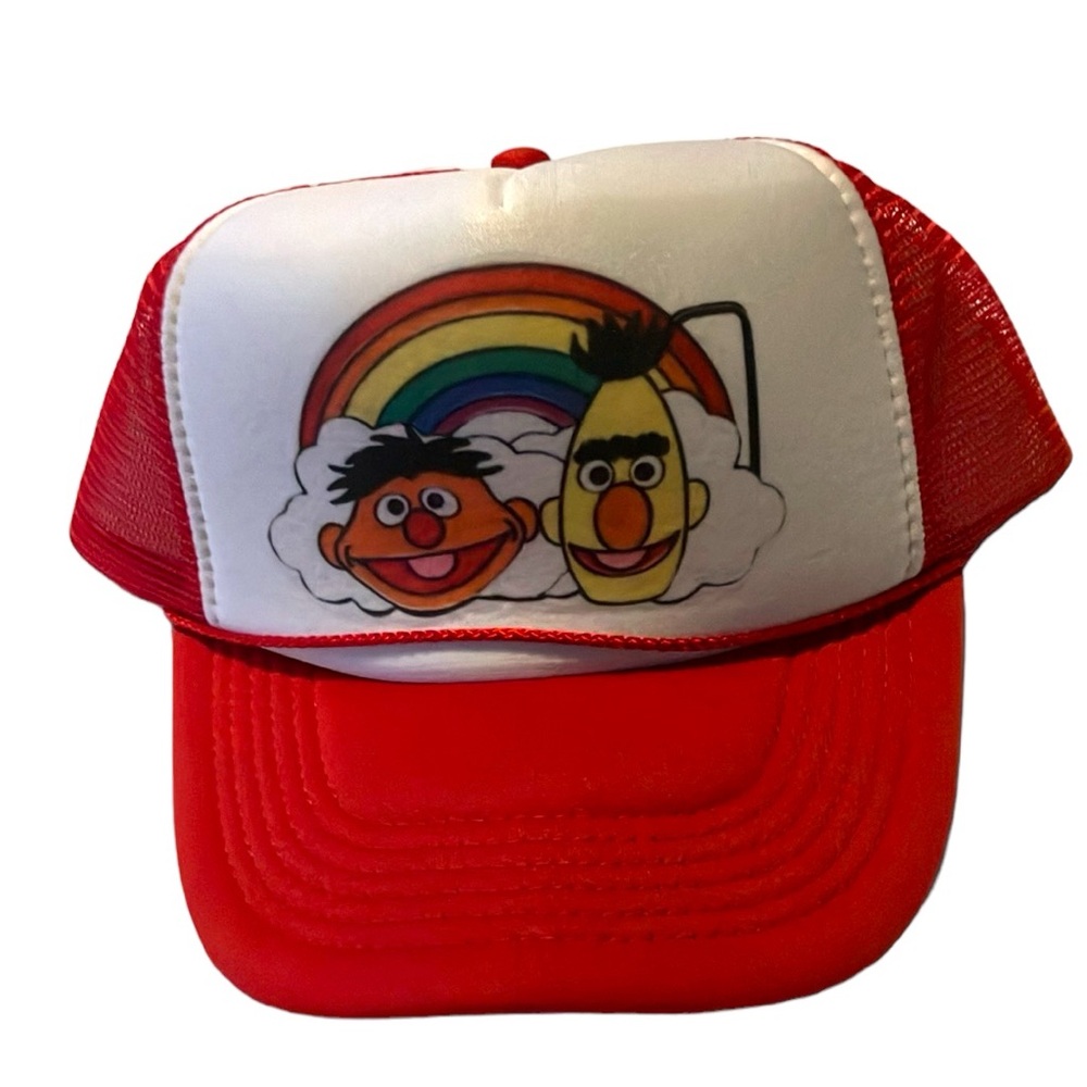 Vintage NISSUN SESAME STREET LIVE Trucker Hat Bert and Ernie EUC
